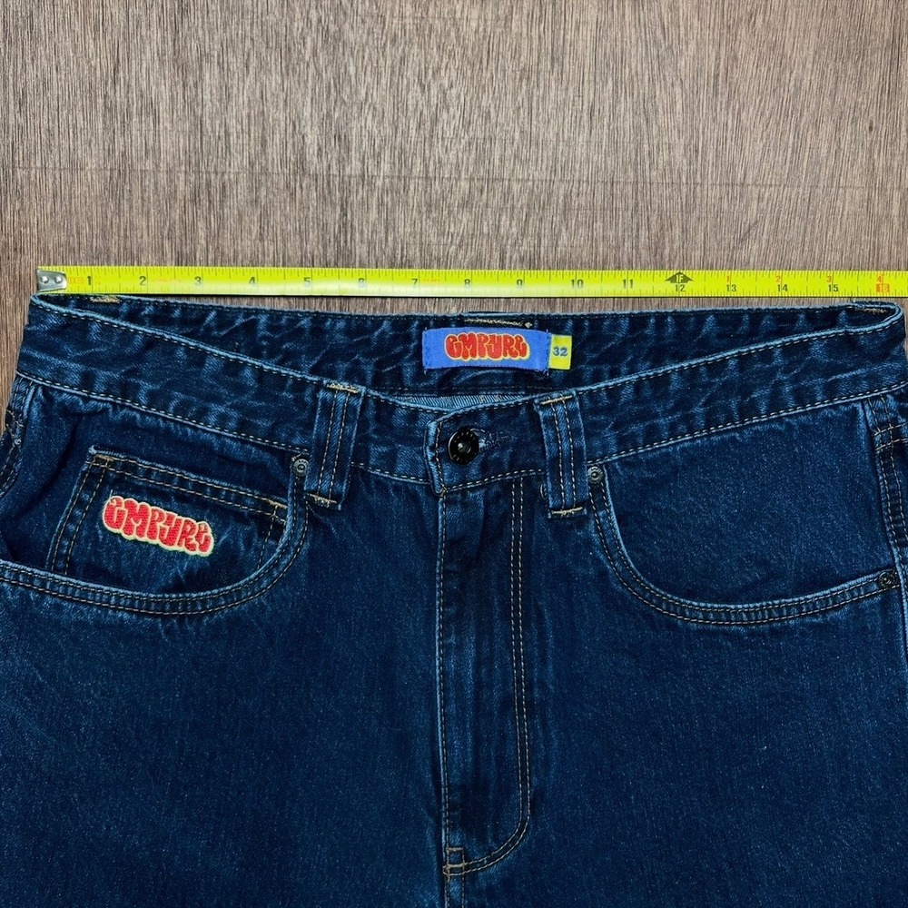 Empyre Relaxed Fit Skate Jeans 32 Dark Wash Blue Denim Double Knee 100 Cotton - Picture 4 of 11